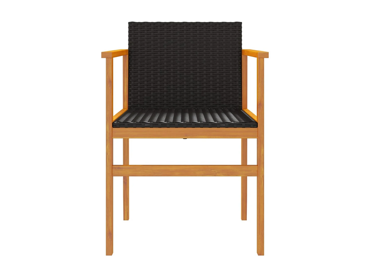 Juego de 2 sillas de jardín de resina tejida negra y madera maciza