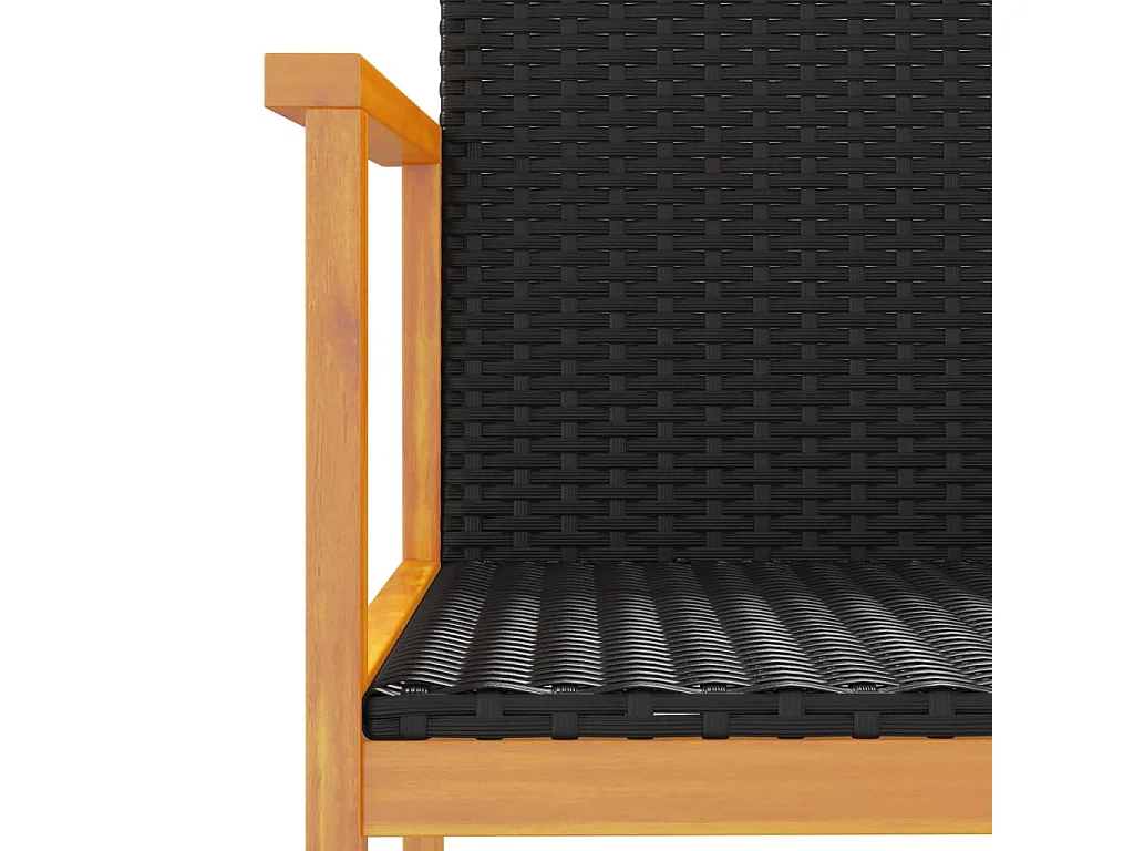 Juego de 2 sillas de jardín de resina tejida negra y madera maciza