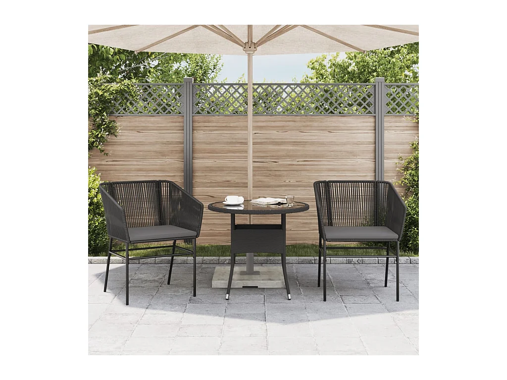 Chaises de jardin lot de 2 avec coussins noir résine tressée