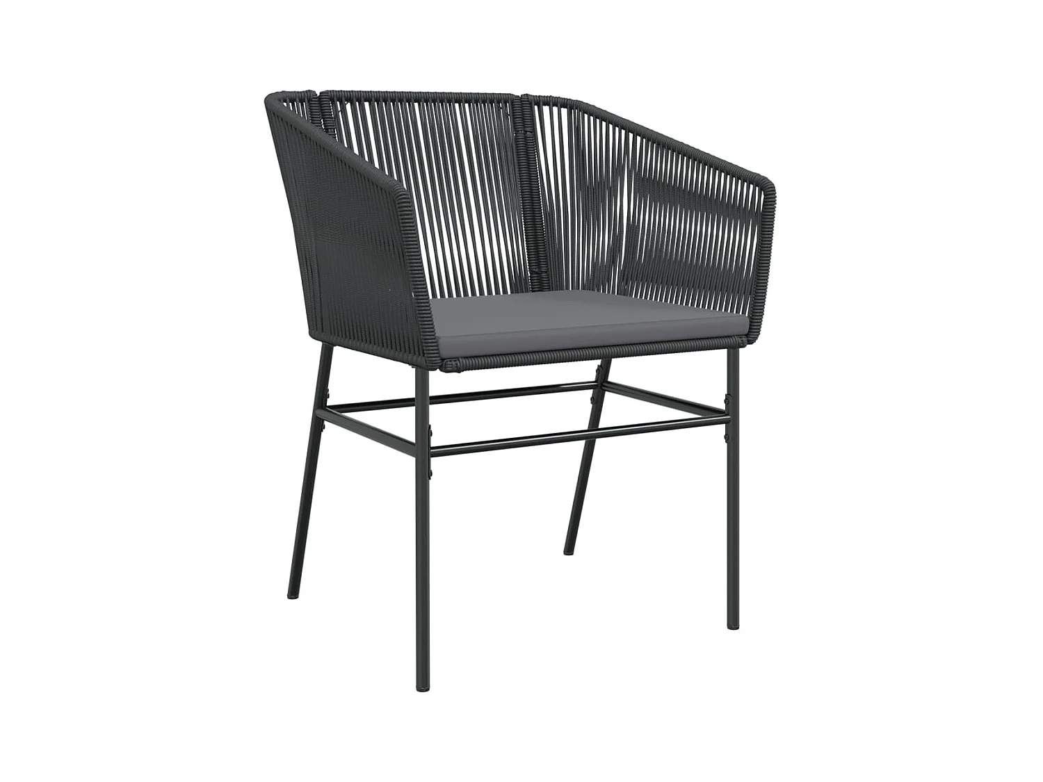 Chaises de jardin lot de 2 avec coussins noir résine tressée