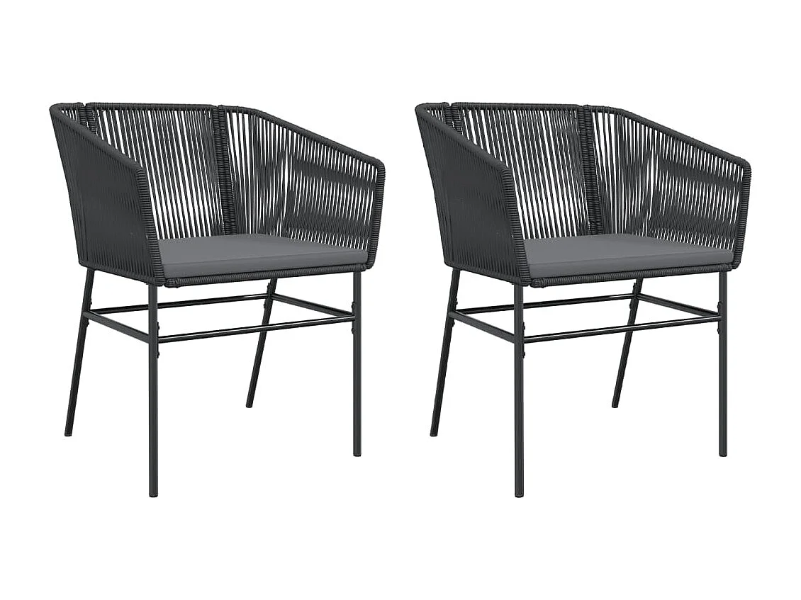 Chaises de jardin lot de 2 avec coussins noir résine tressée