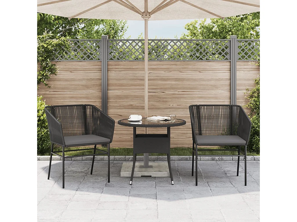 Chaises de jardin lot de 2 avec coussins noir résine tressée