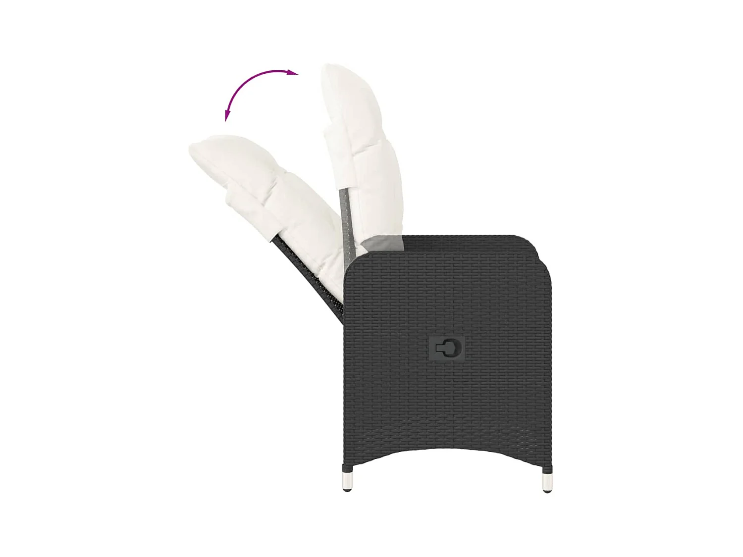 Set di 2 sedie da giardino reclinabili e tavolo in resina di vimini