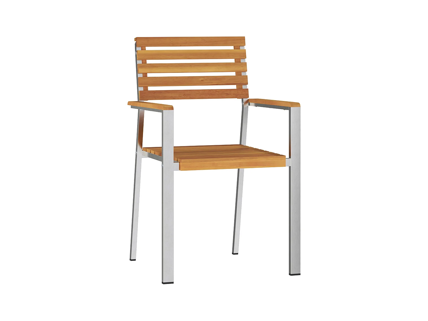 Chaises de jardin empilables 4 pcs en bois d'acacia et acier inoxydable