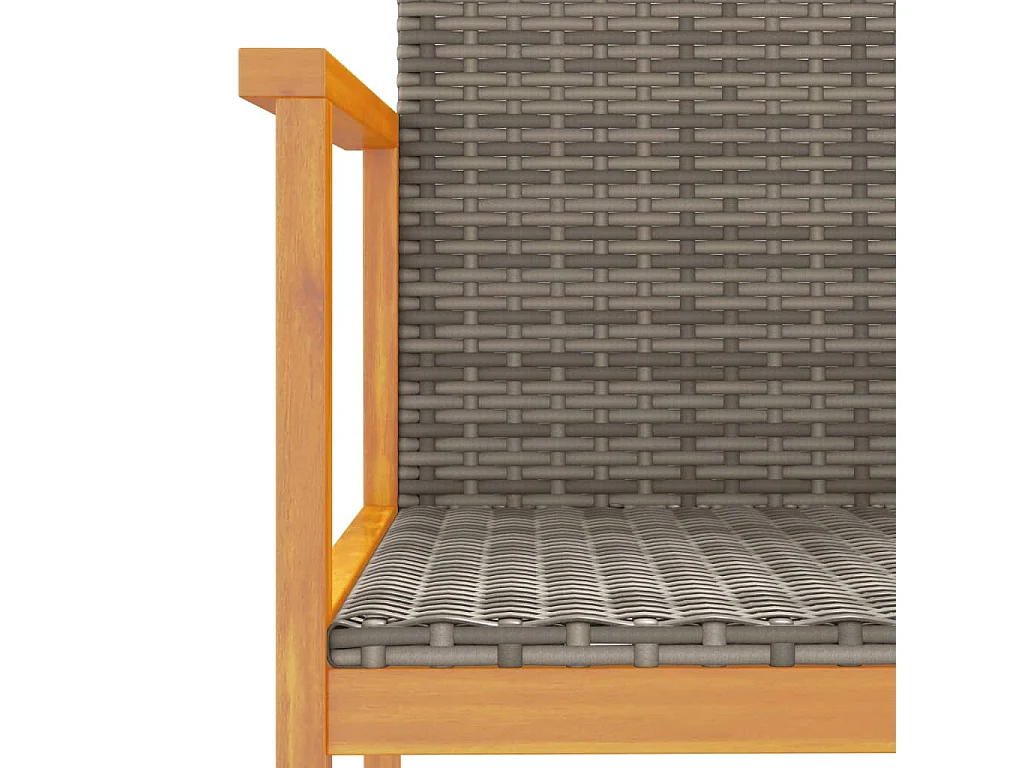 Chaises de jardin lot de 2 gris résine tressée et bois massif