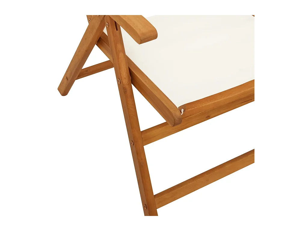 Set di 2 sedie da giardino in legno massello di acacia bianco crema con tessuto