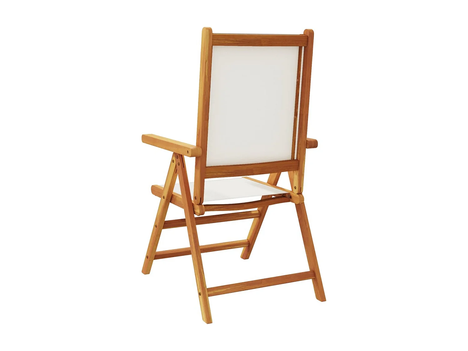 Juego de 2 sillas de jardín de madera maciza de acacia color blanco crema y tela.