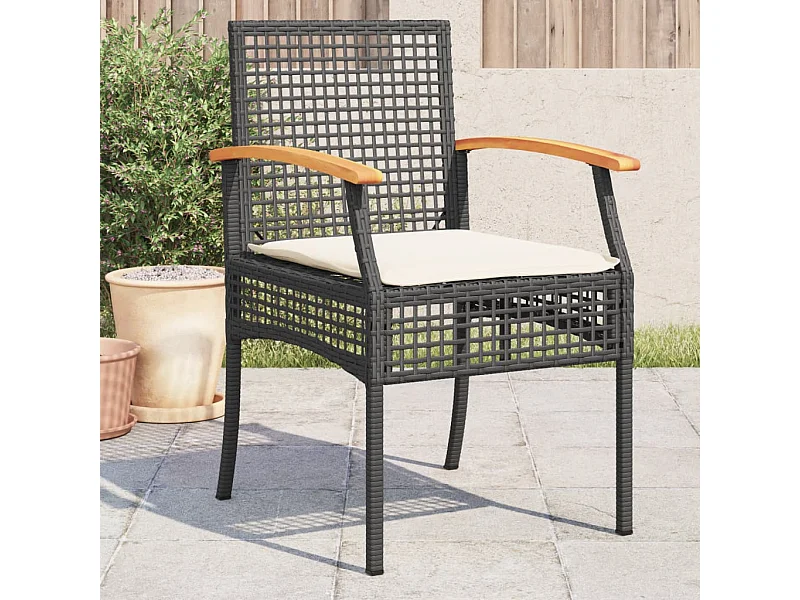 Chaises de jardin coussins lot de 4 noir résine tressée acacia