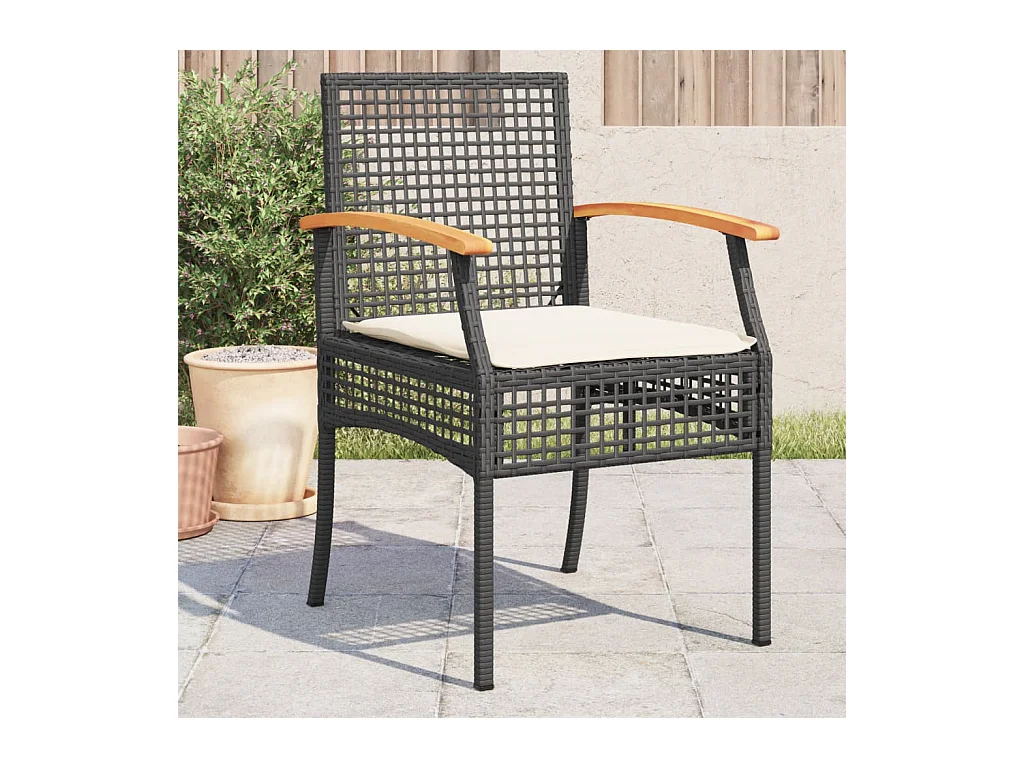 Chaises de jardin coussins lot de 4 noir résine tressée acacia