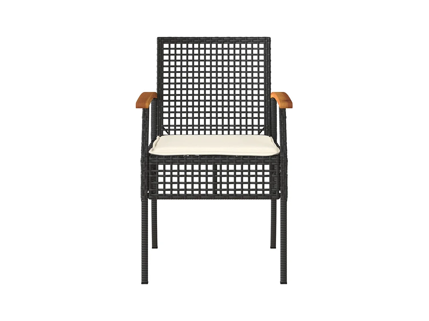Chaises de jardin coussins lot de 4 noir résine tressée acacia