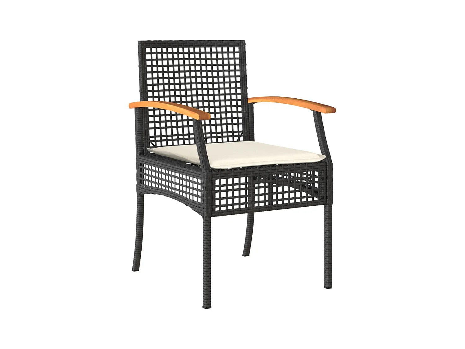 Chaises de jardin coussins lot de 4 noir résine tressée acacia