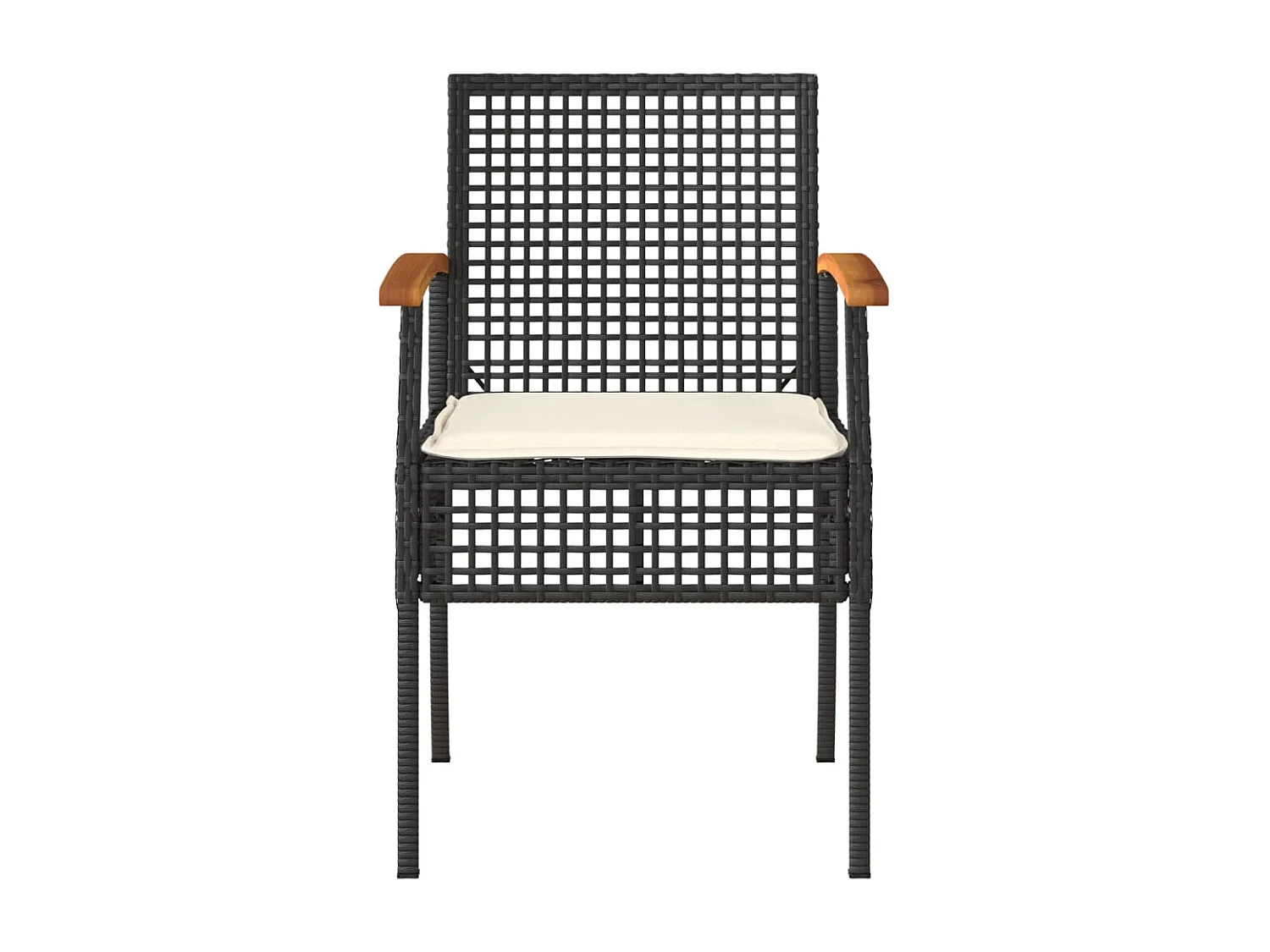 Chaises de jardin coussins lot de 4 noir résine tressée acacia