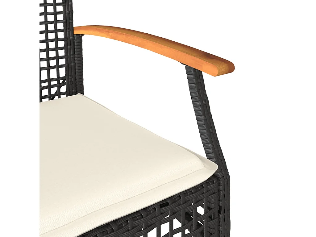 Chaises de jardin coussins lot de 4 noir résine tressée acacia