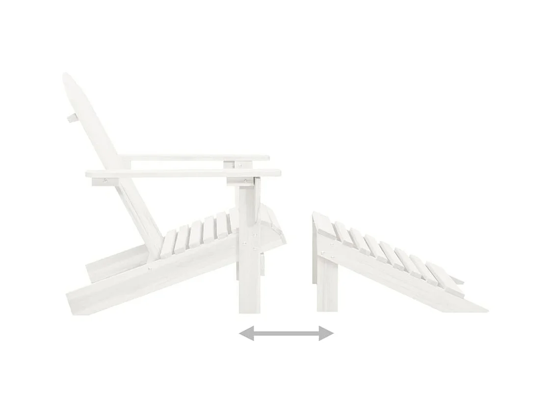 Gartenstuhl mit Pouf Weißes Holz