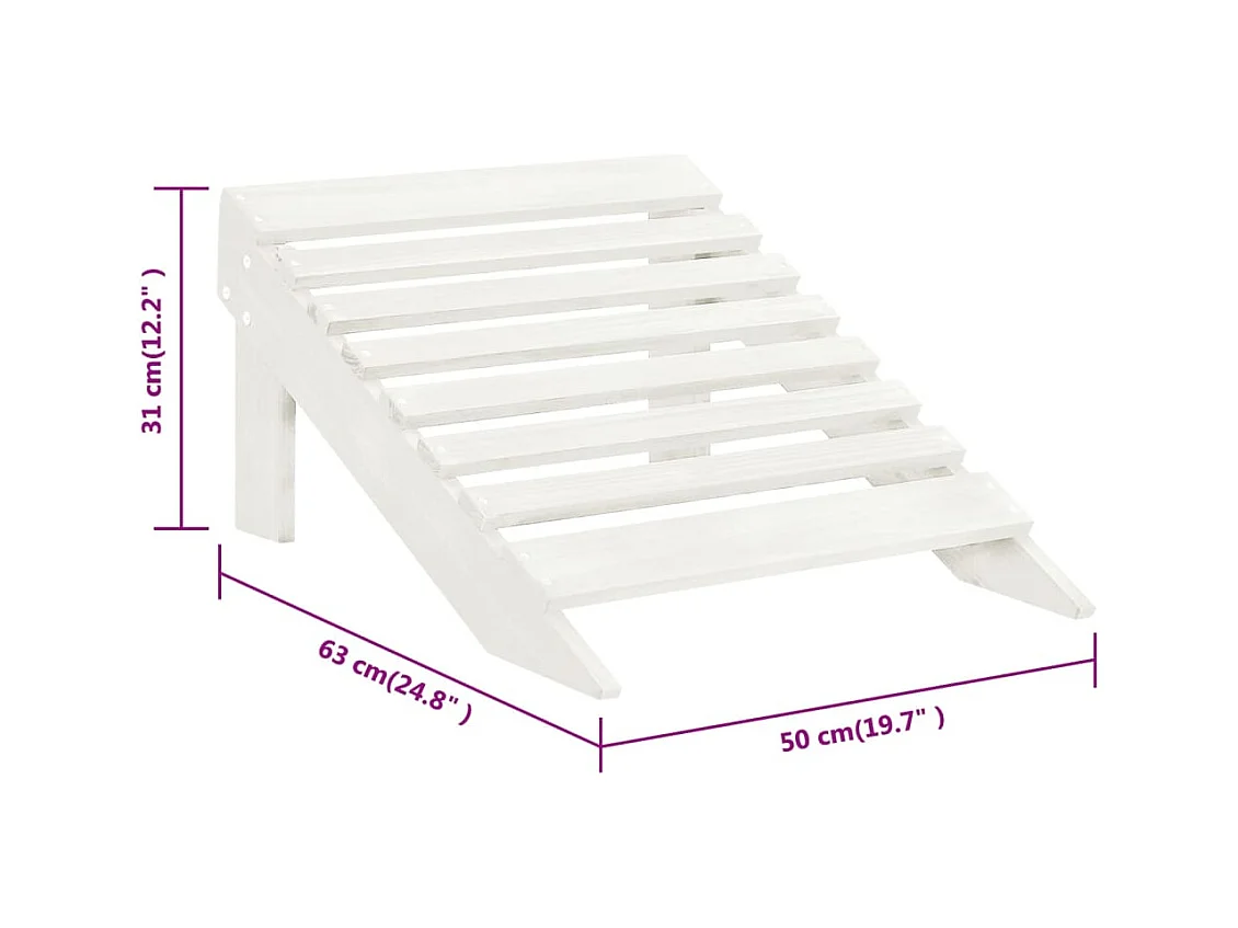 Tuinstoel met poef Wit hout