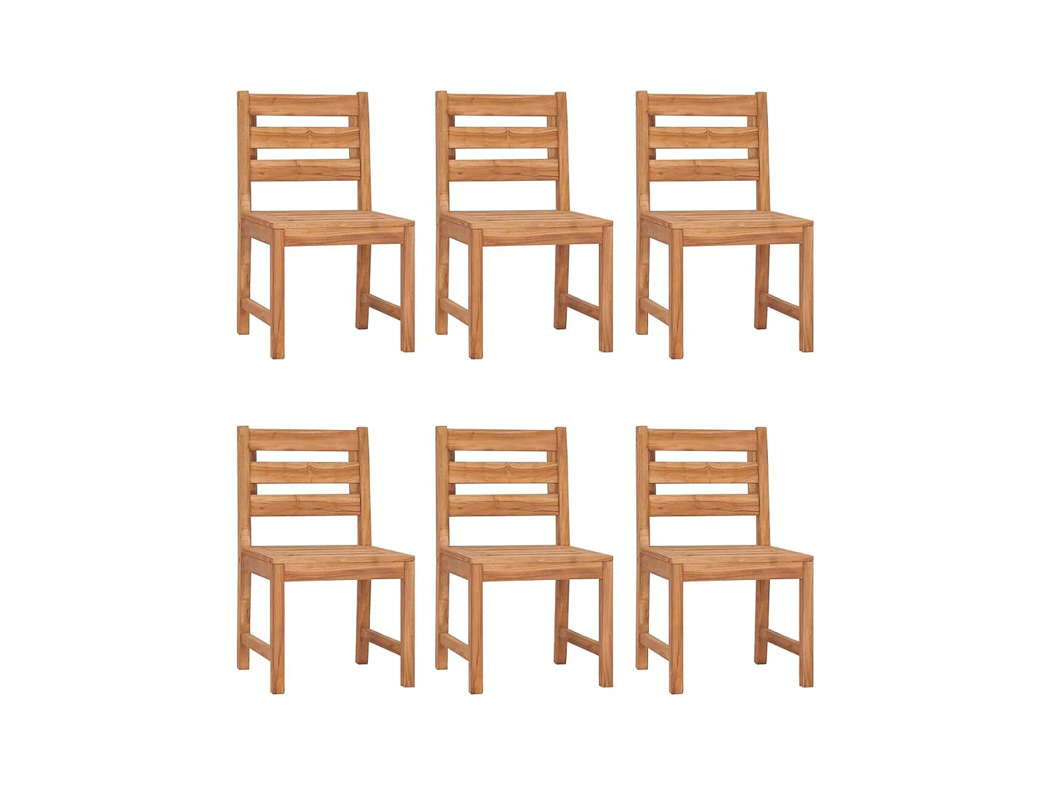 Tuinstoelenset van 6 massief teakhout