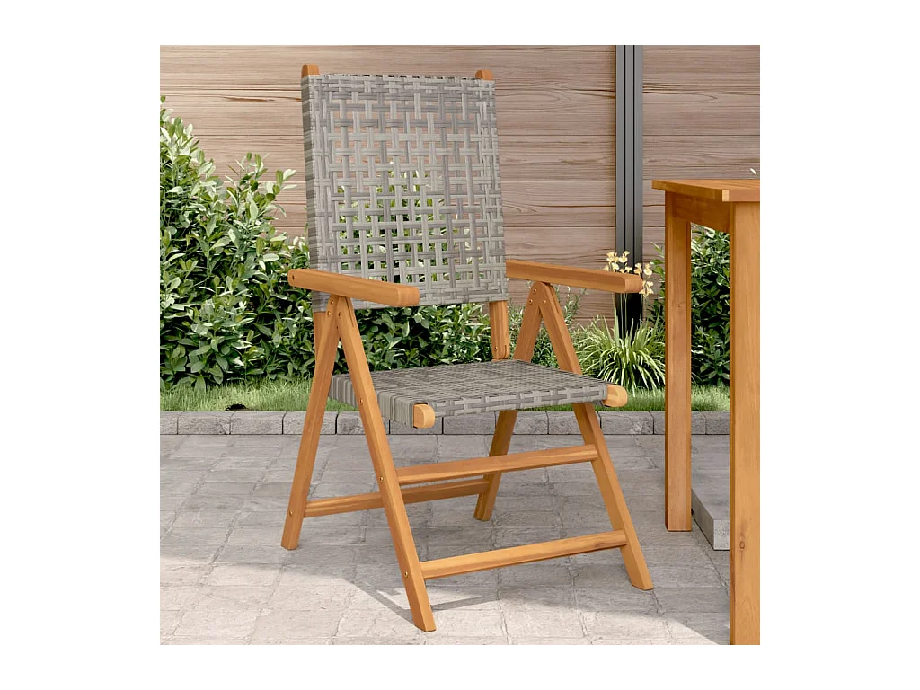 Chaises de jardin lot de 2 gris bois massif d'acacia et rotin