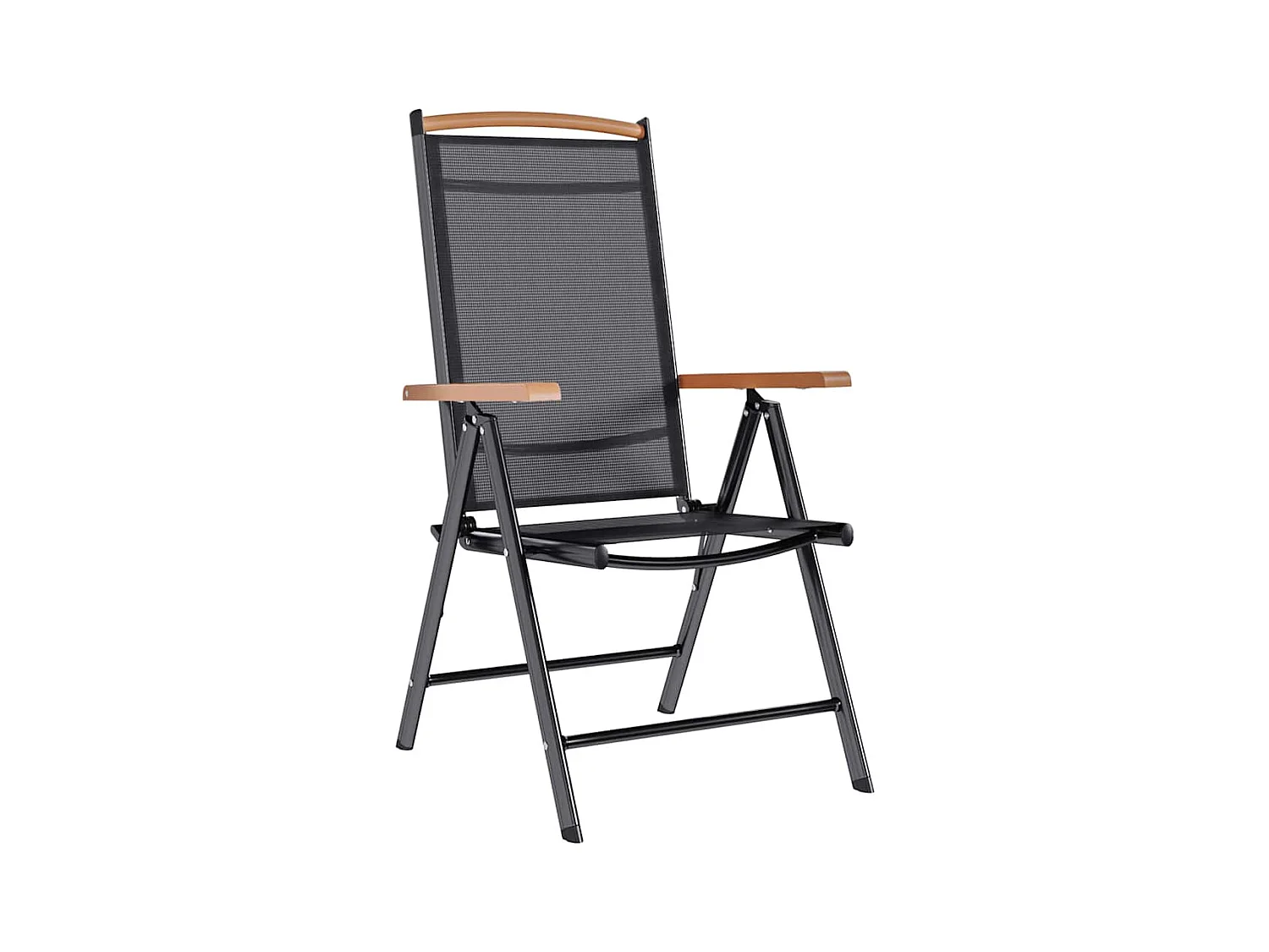 Juego de 2 sillas de jardín plegables de aluminio y textilene negro