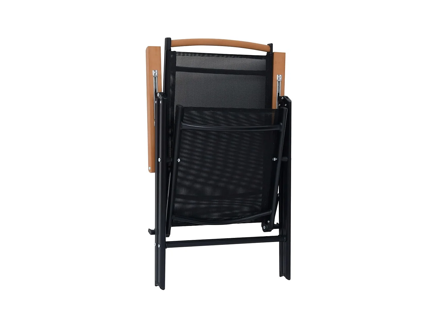 Juego de 2 sillas de jardín plegables de aluminio y textilene negro