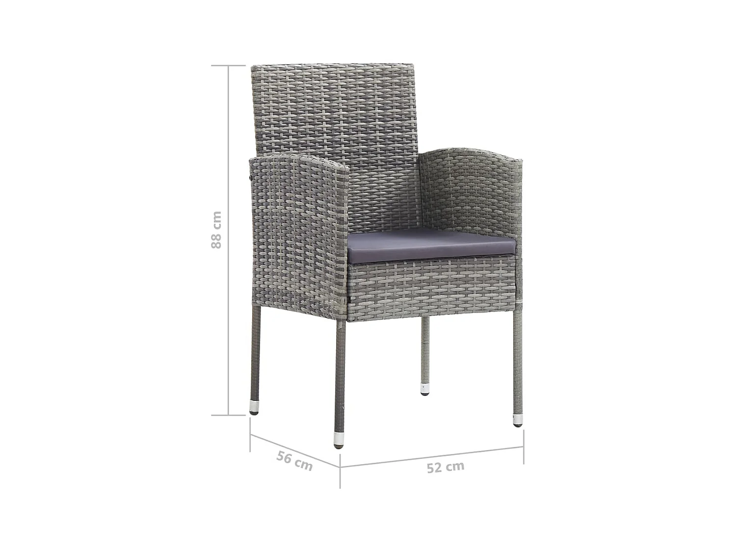 Sillas de jardín cojines gris oscuro 2 piezas mimbre resina