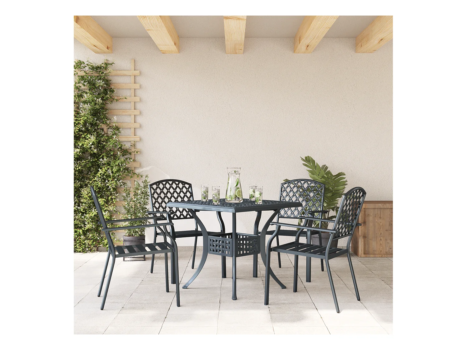 stuks stapelbare tuinstoelen in antraciet staal