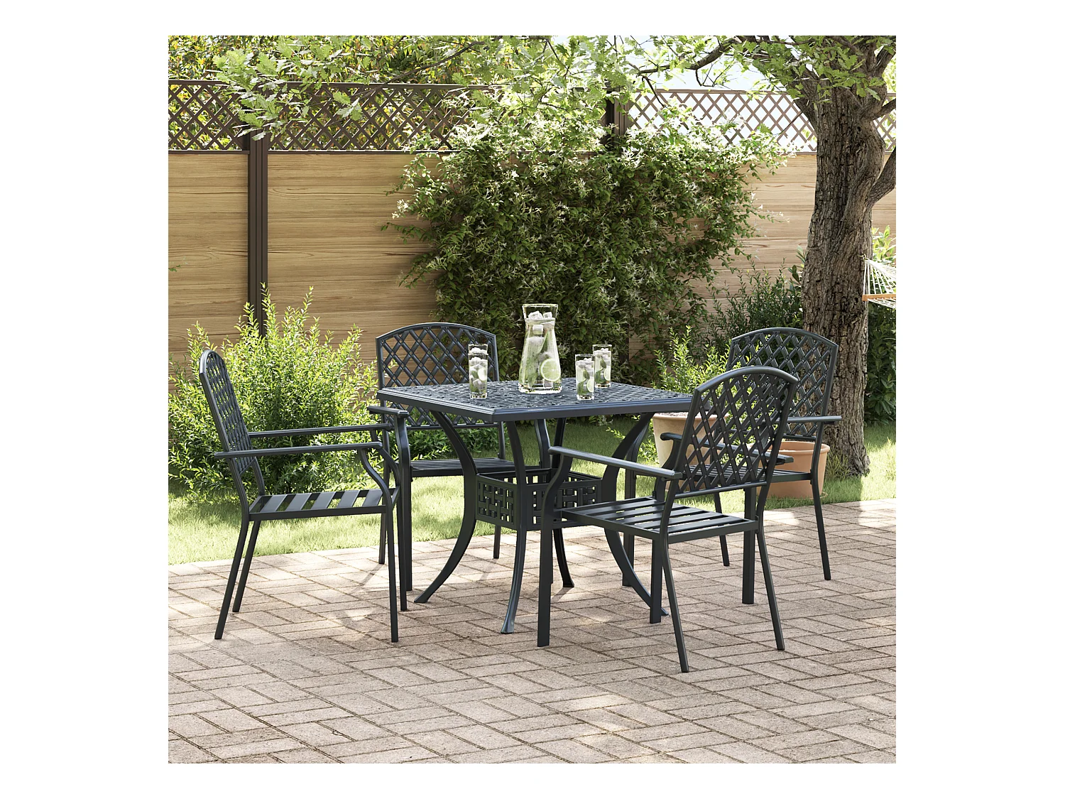 Chaises de jardin 4 pcs empilables en acier anthracite