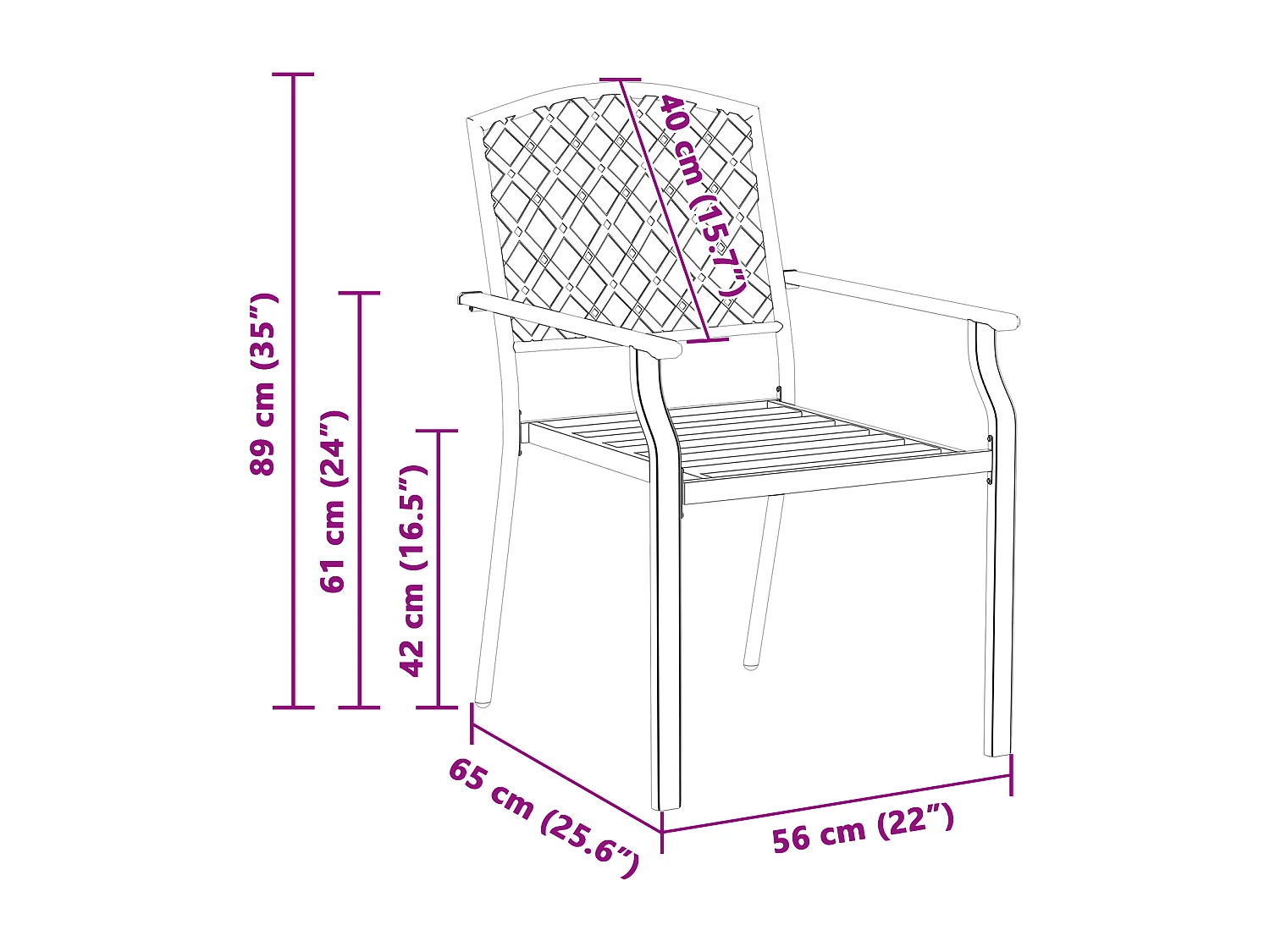 sillas de jardín apilables en acero antracita
