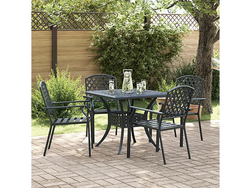 Chaises de jardin 4 pcs empilables en acier anthracite