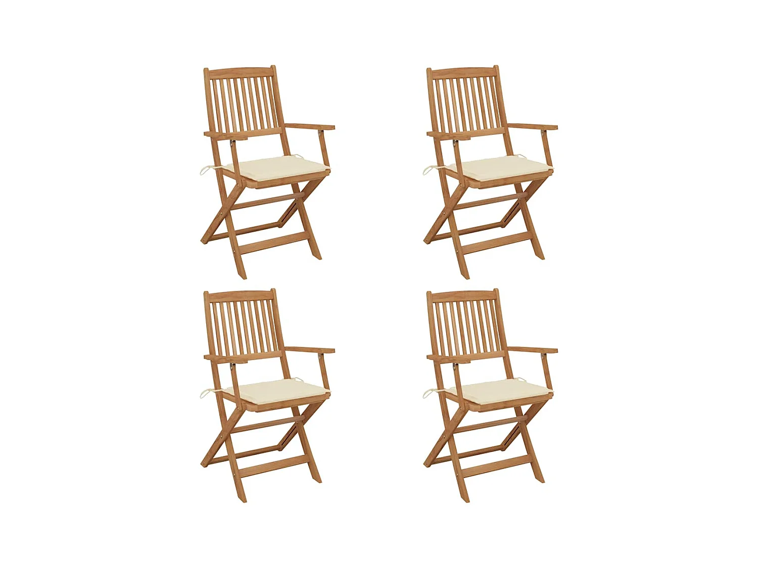 Chaises pliables de jardin lot de 4 avec coussins Bois d'acacia
