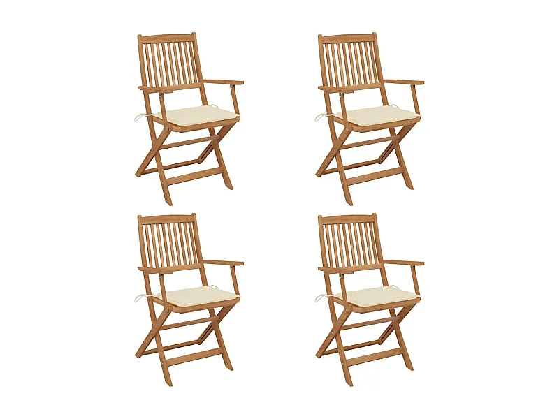 Chaises pliables de jardin lot de 4 avec coussins Bois d'acacia