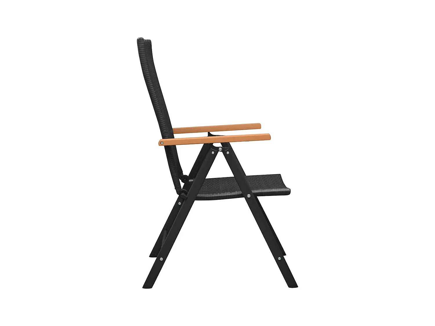 Set di 2 sedie da giardino impilabili in resina intrecciata nera