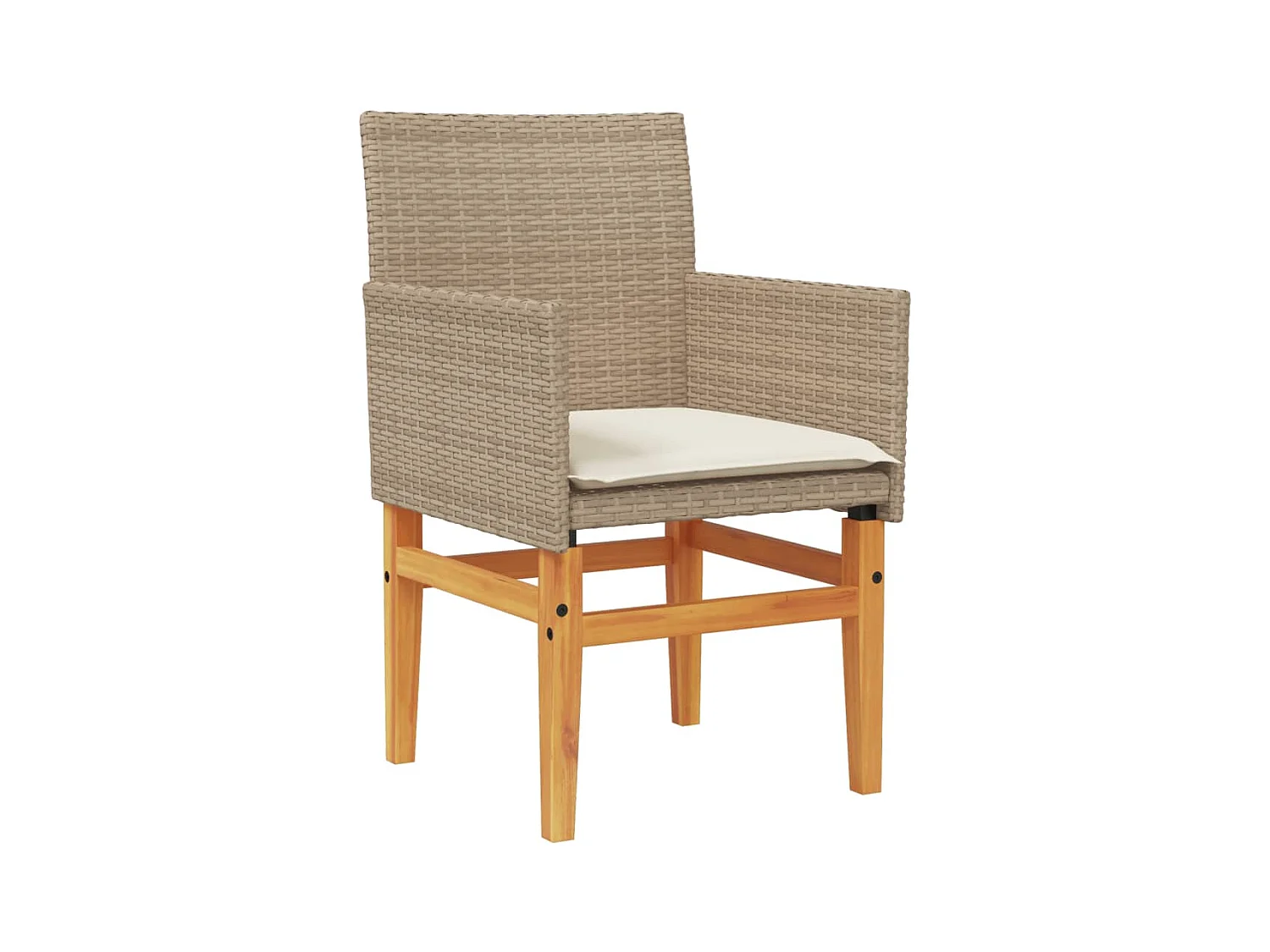 Juego de 2 cojines para sillas de jardín de mimbre de resina beige y madera.