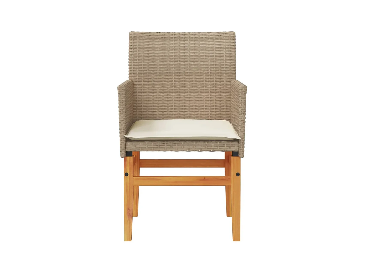 Juego de 2 cojines para sillas de jardín de mimbre de resina beige y madera.