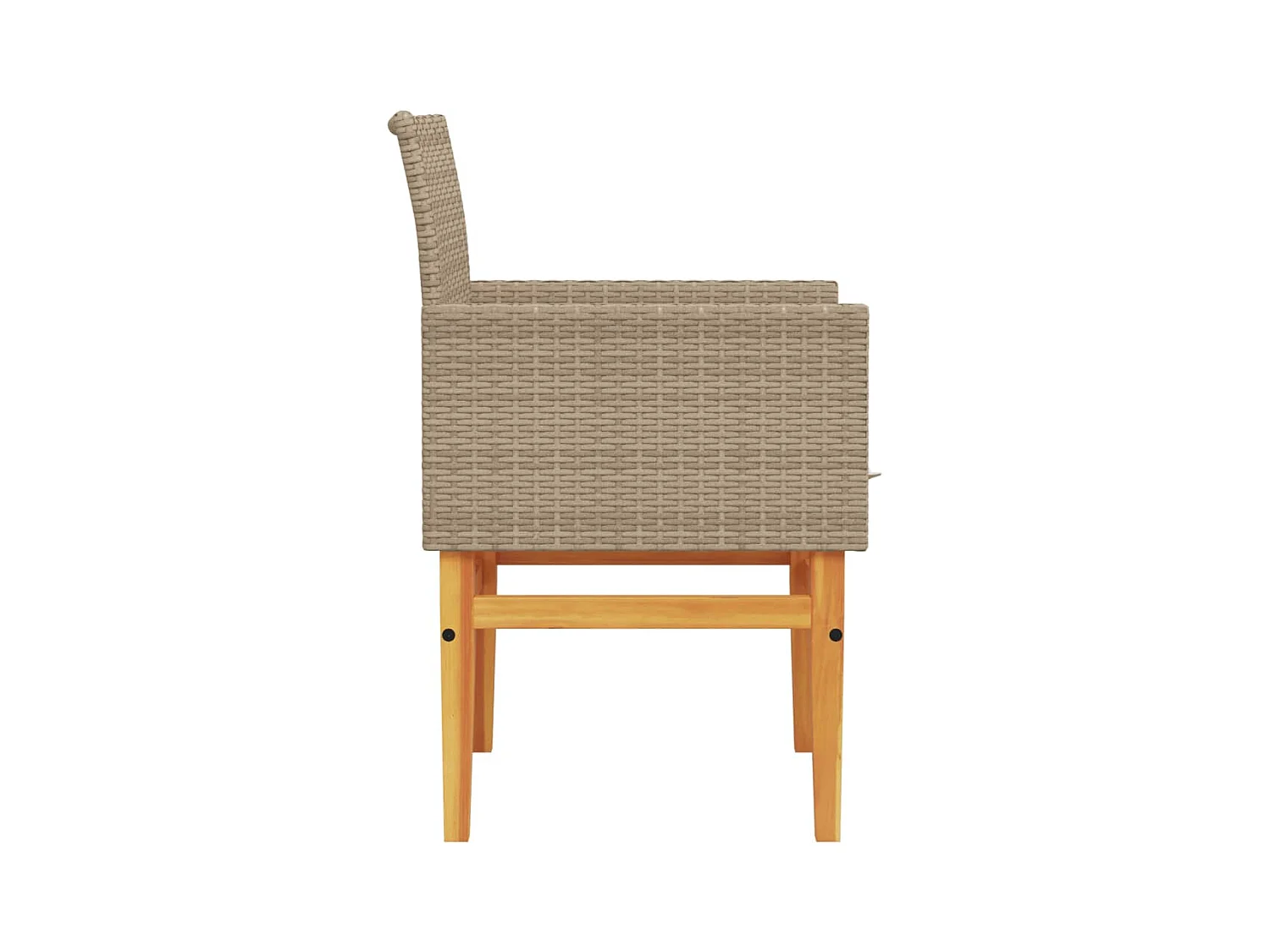 Juego de 2 cojines para sillas de jardín de mimbre de resina beige y madera.