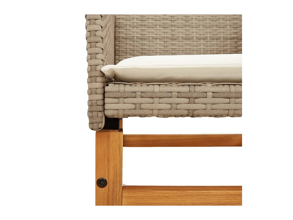 Juego de 2 cojines para sillas de jardín de mimbre de resina beige y madera.