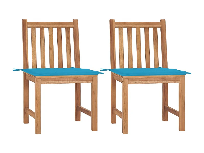 Chaises de jardin lot de 2 avec coussins Bois de teck massif