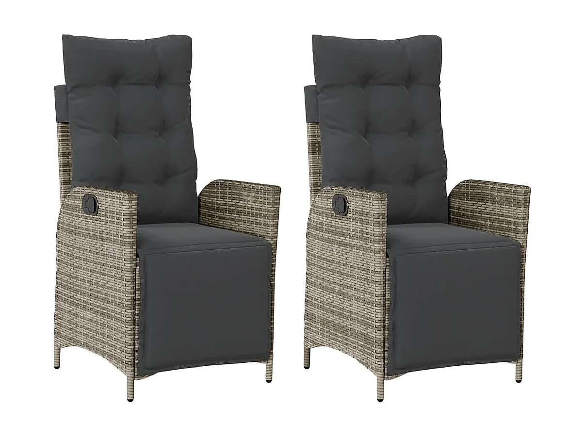 Chaises inclinables de jardin lot de 2 et repose-pied rotin