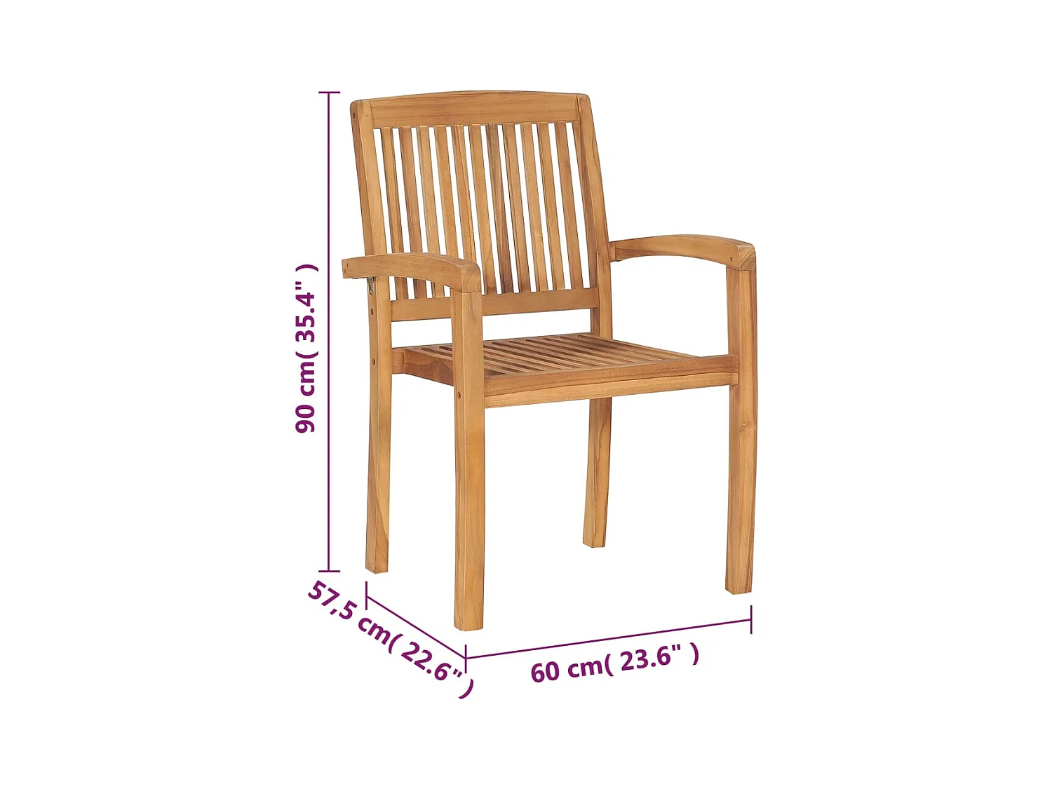 Stück stapelbare Gartenstühle aus massivem Teakholz
