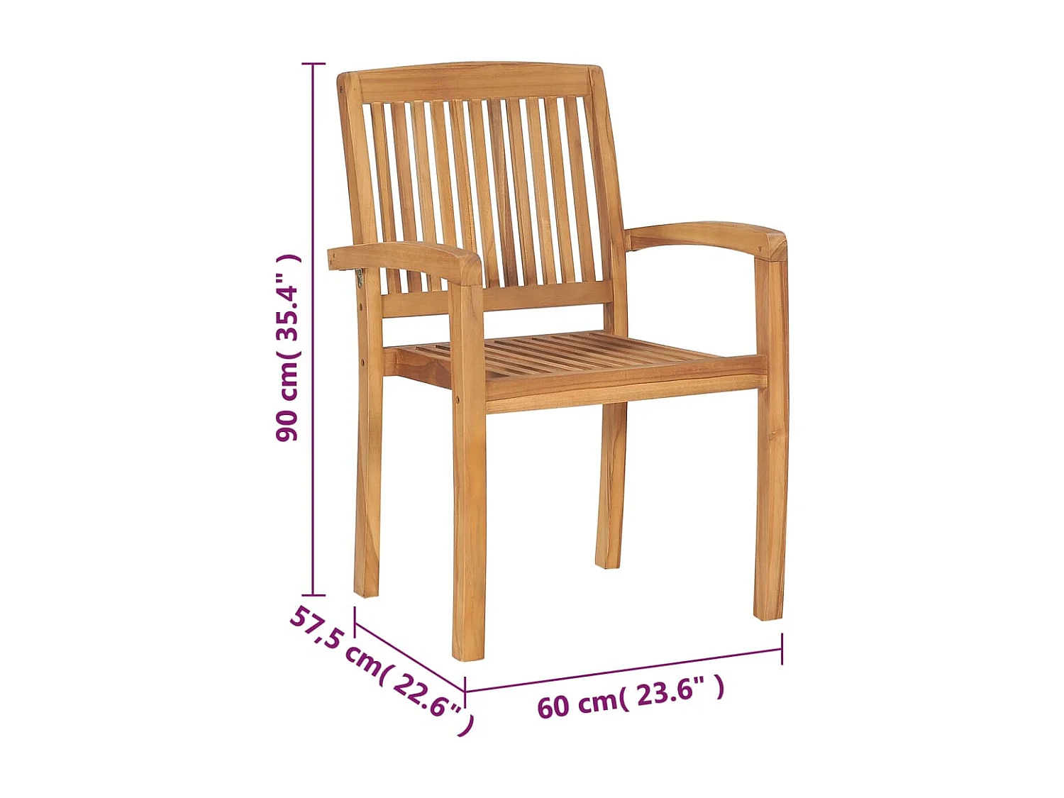 Chaises de jardin empilables 8 pcs Bois de teck solide