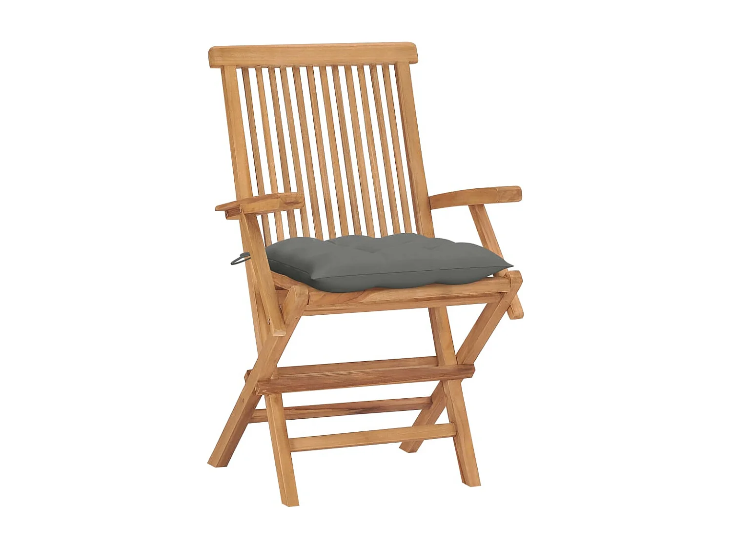 Chaises de jardin et coussins gris lot de 4 Bois de teck massif