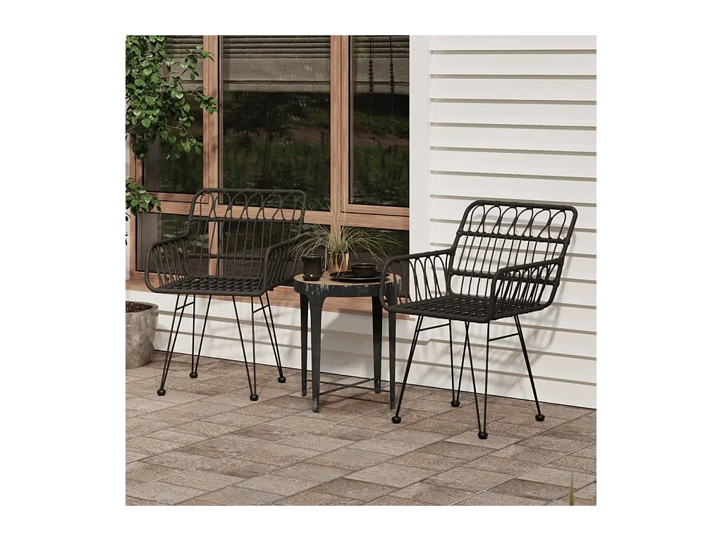 Tuinstoelen set van 2 met armleuningen Zwart 56x64x80 cm