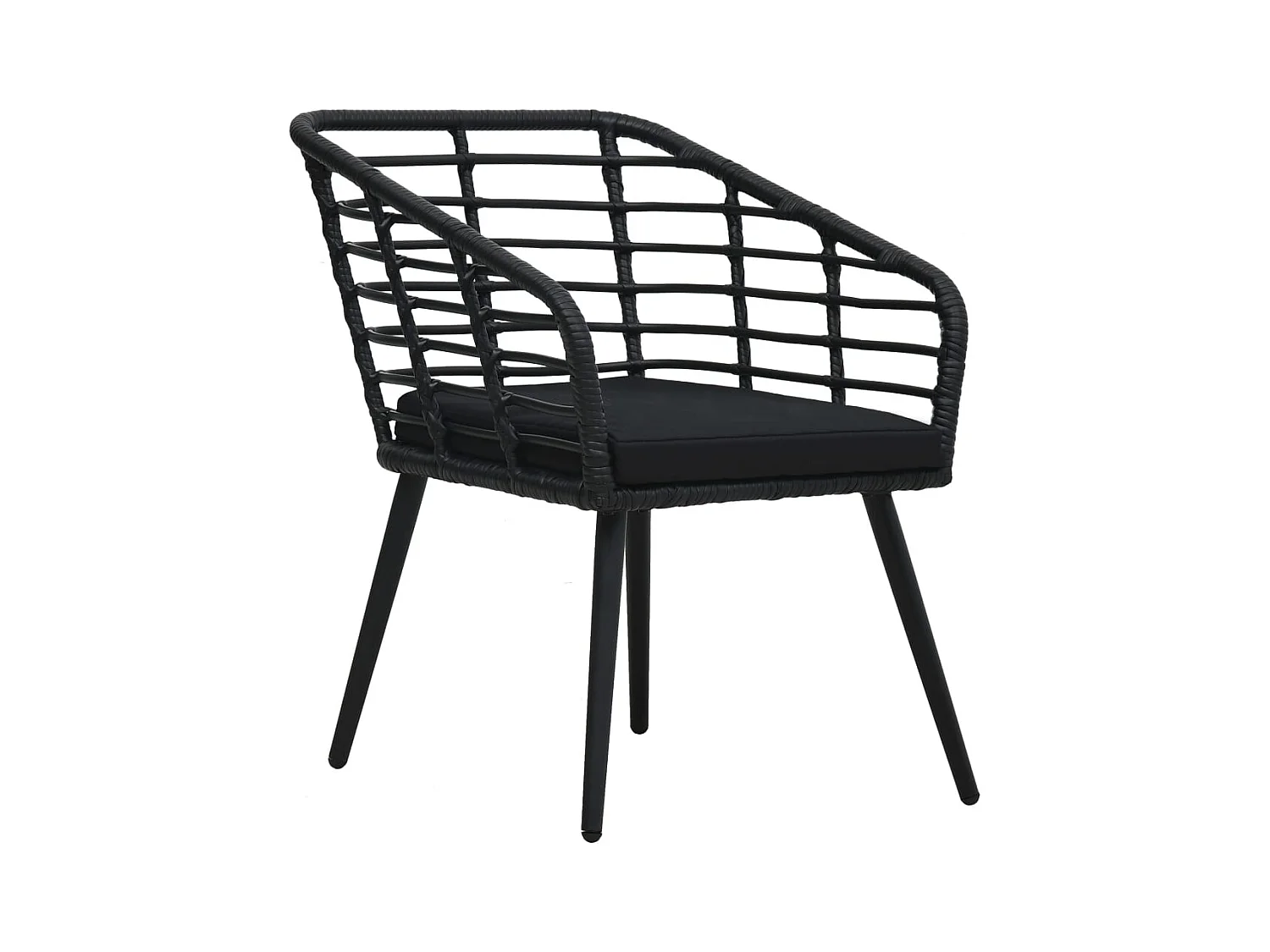 Chaises de jardin lot de 2 avec coussins Résine tressée Noir