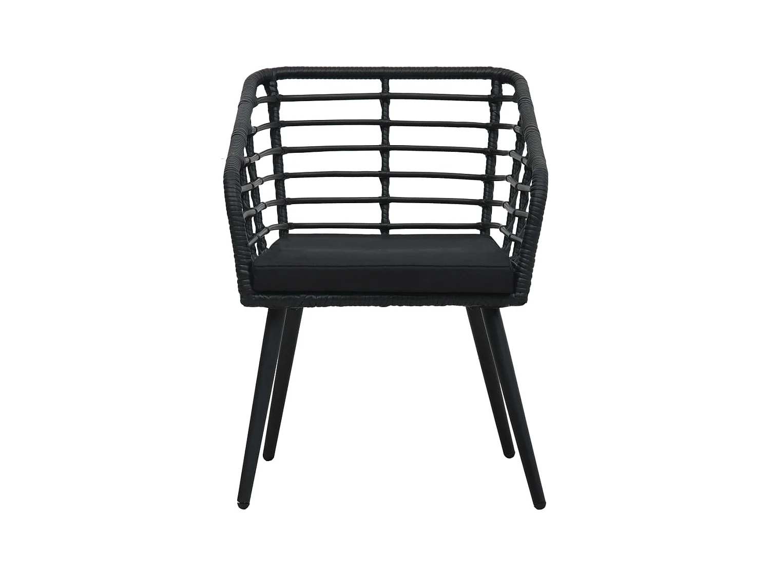 Chaises de jardin lot de 2 avec coussins Résine tressée Noir