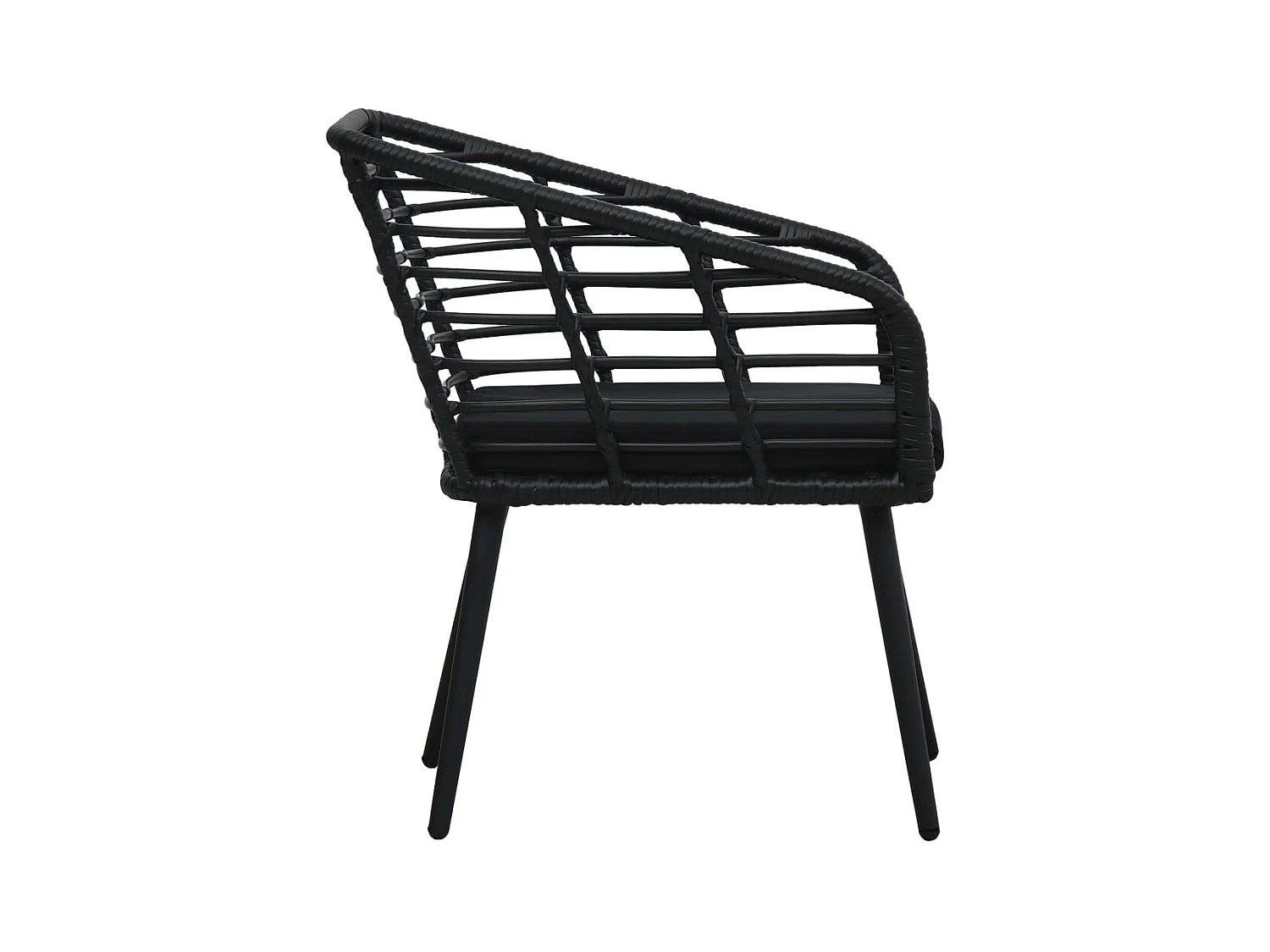 Chaises de jardin lot de 2 avec coussins Résine tressée Noir