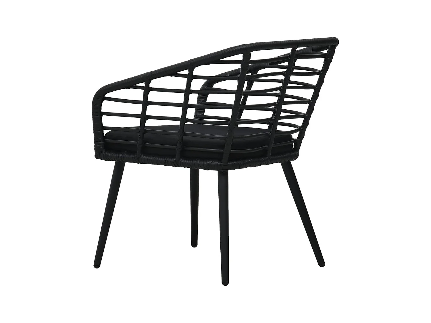 Chaises de jardin lot de 2 avec coussins Résine tressée Noir
