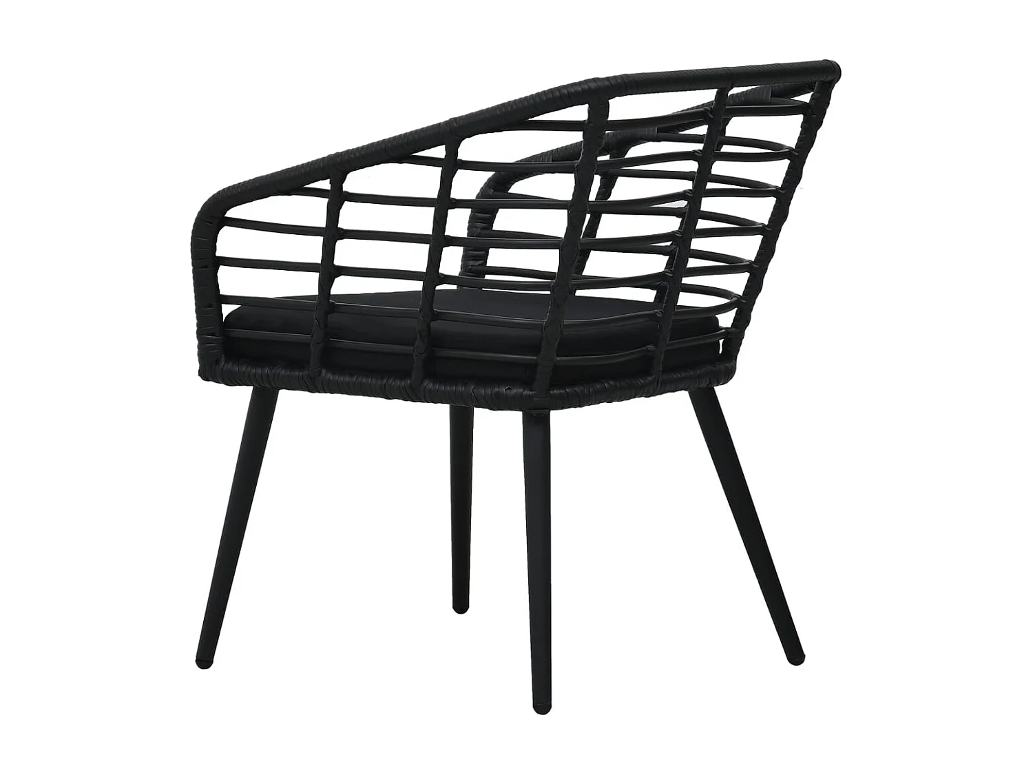 Gartenstühle 2er-Set mit Kissen Schwarzes Kunstharzgeflecht