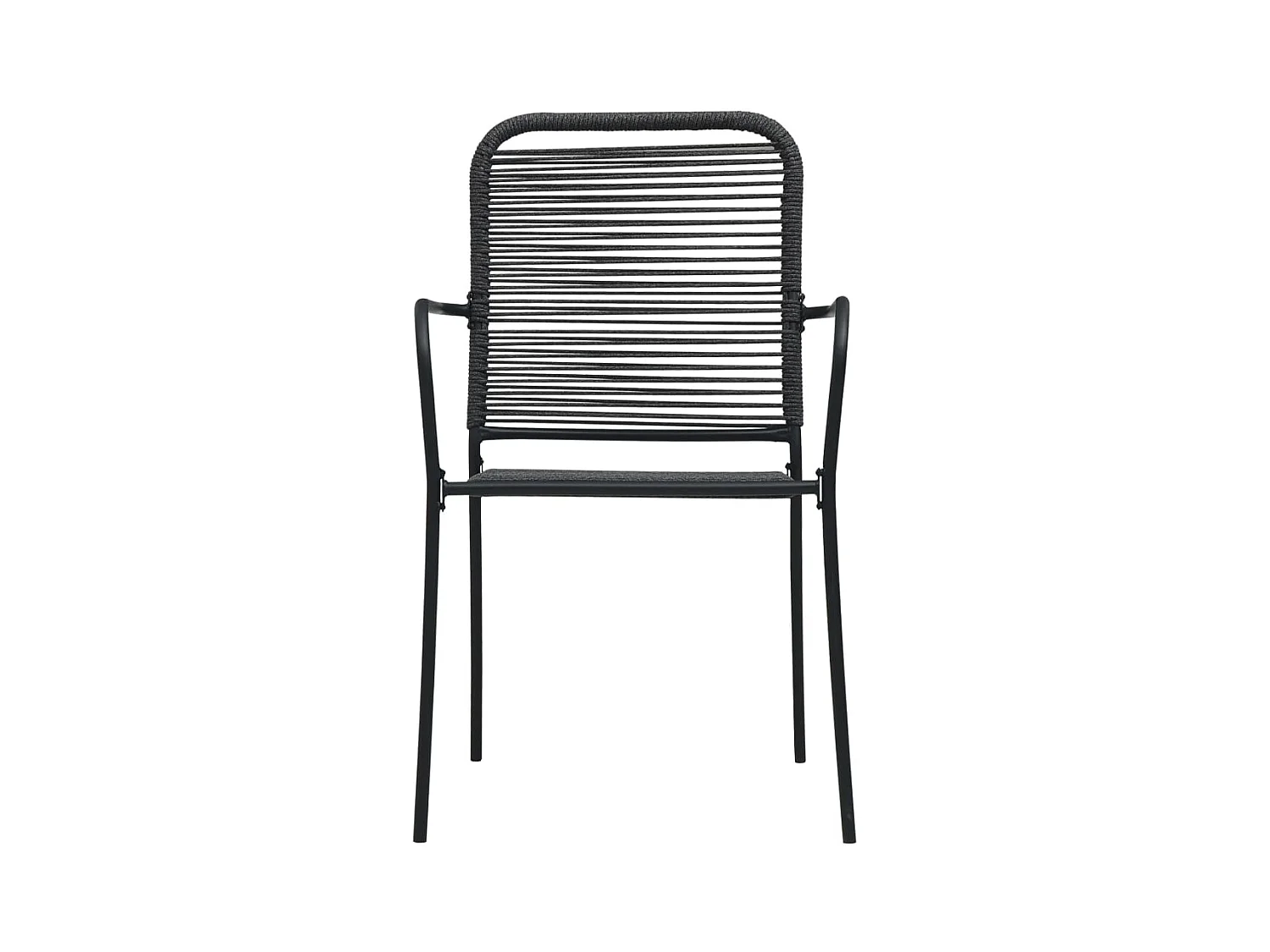 Chaises de jardin lot de 4 Corde en coton et acier Noir