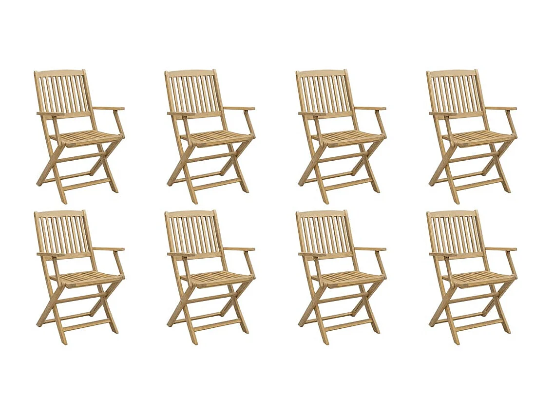 Chaises de jardin pliantes lot de 8 54,5x58x90 cm bois d'acacia