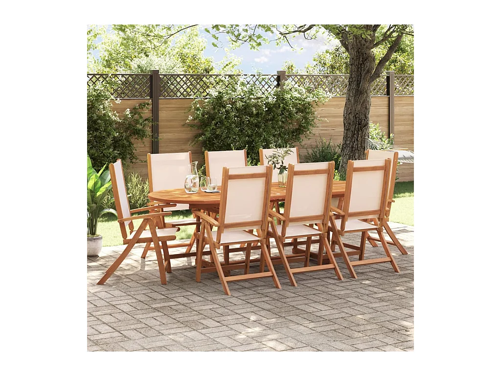 Chaises pliables de jardin lot de 8 bois d'acacia et textilène