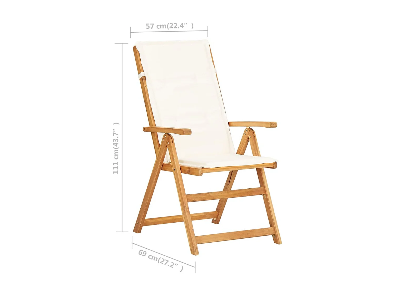 Set van 2 verstelbare tuinstoelen van massief acaciahout